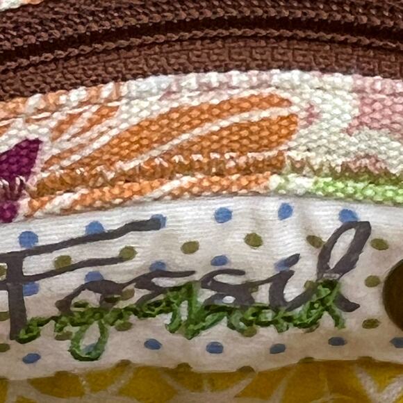 Fossil Watercolor Striped Organizer Denim Fabric Crossbody Purse Shoulder Bag - Picture 10 of 13